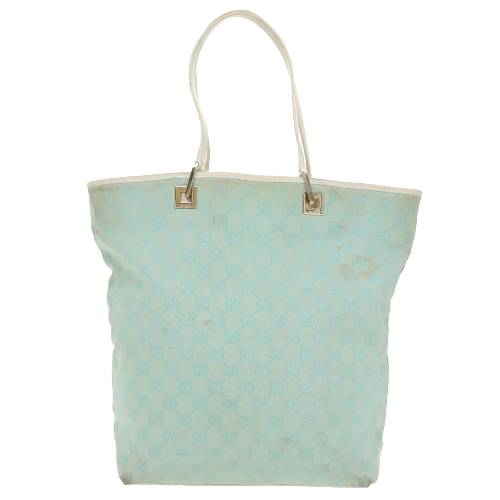 GUCCI GG Canvas Tote Bag Light Blue Gold 002 1098 Auth 99662 - Picture 2 of 16